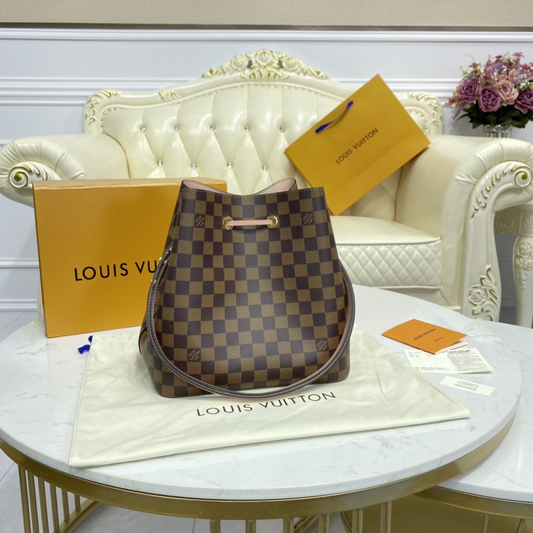 Louis Vuitton NEONOE MM Bucket Bag Damier Ebene N40198 Venus Pink